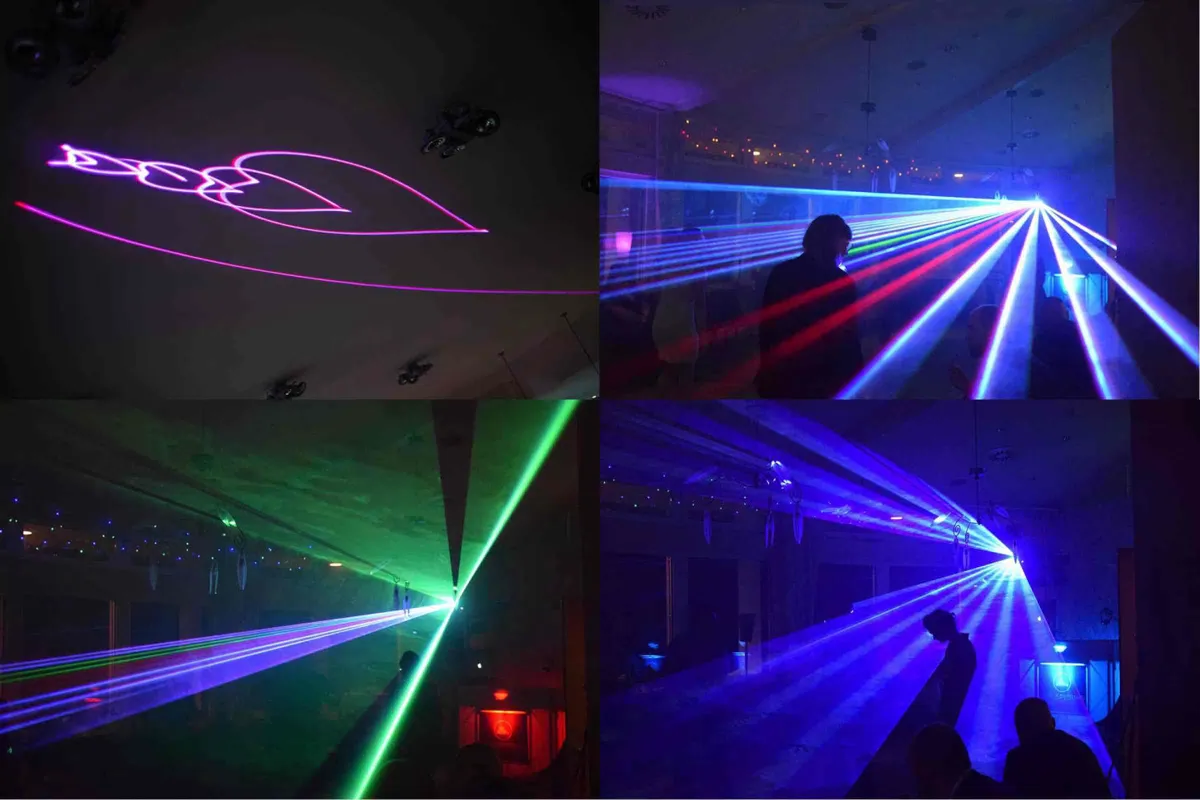 Pokaz laserowy 3D nad parkietem w luksusowym pakiecie weselnym Deluxe z muzyką i pokazem świateł DJ Maik Spiering